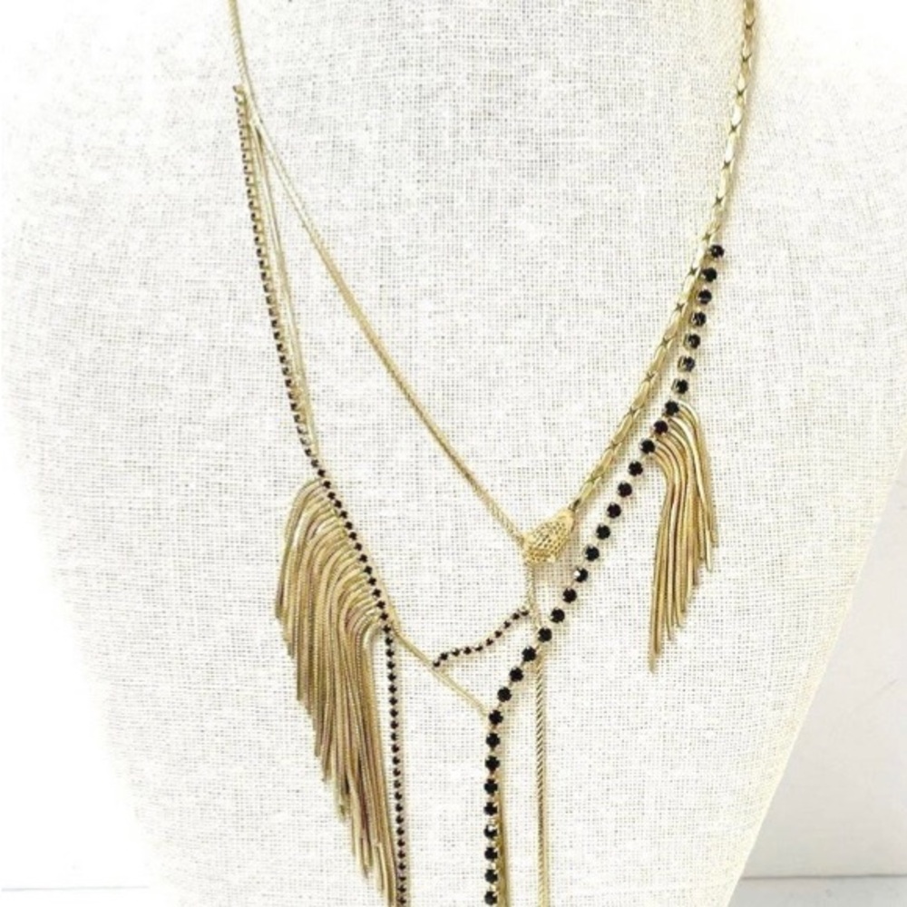 Iosselliani Italian Gold Tone Necklace Avant-garde Drop - Picture 6 of 7